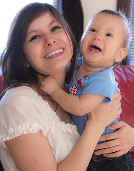 Mother and smiling son