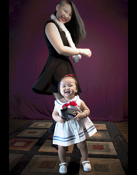 Maternity dancing mom and infant